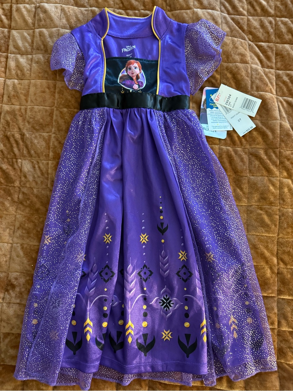 Disney Frozen Anna Girls Nightgown Dress Up Purple SIZE 2T NWT